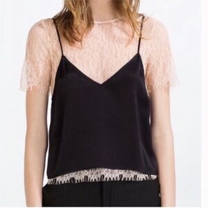 🔥SALE🔥 Zara Lace Double Layer Top with Satin Camisole Small